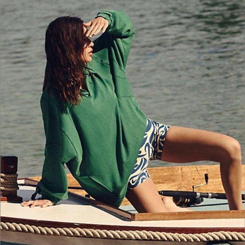 Free People FP Movement Work It Out Pullover Sweatshirt Heritage Green - Picture 5 of 9